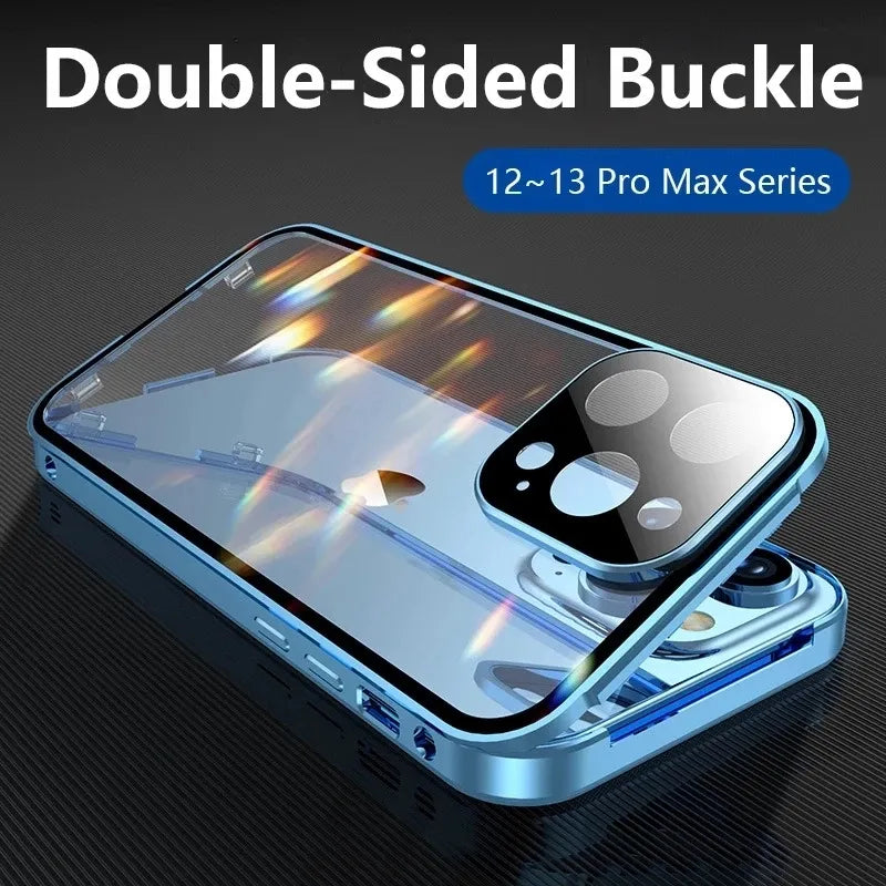 Double Sided Glass Snap Lock Case For iPhones